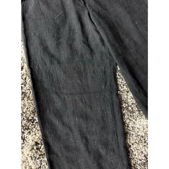 Eileen Fisher Black Gray Cropped Wide Leg Linen Blend Ankle Pants size Large - Picture 5 of 13